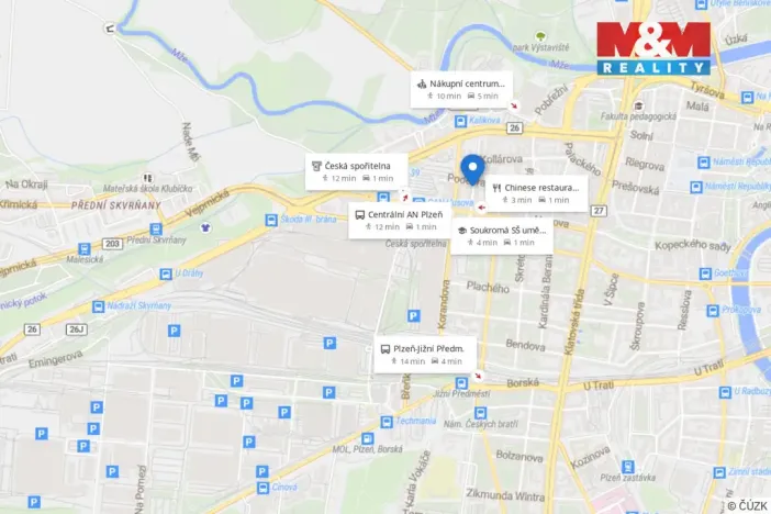 Pronájem bytu 2+kk, Plzeň - Jižní Předměstí, Karlova, 45 m2
