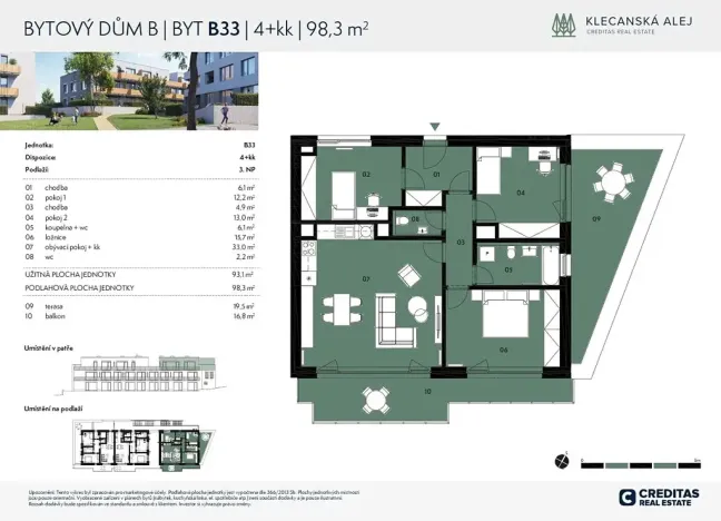 Prodej bytu 4+kk, Klecany, Topolová, 93 m2
