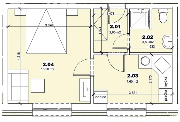 Prodej bytu 1+1, Mšené-lázně, Mládežnická, 33 m2