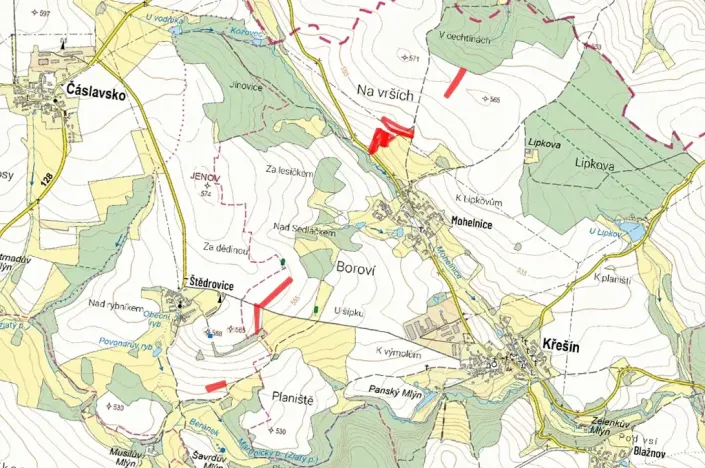 Prodej pole, Křešín, 24814 m2