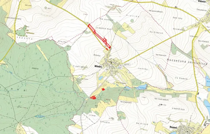 Prodej pole, Milešín, 9706 m2