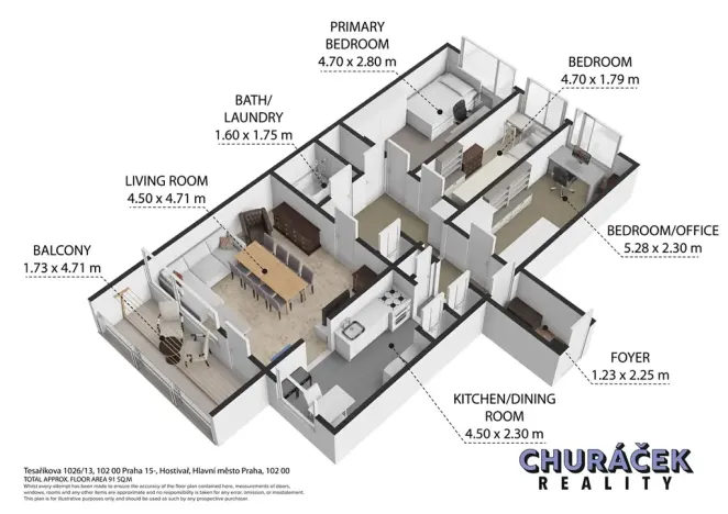 Prodej bytu 4+1, Praha - Hostivař, Tesaříkova, 85 m2
