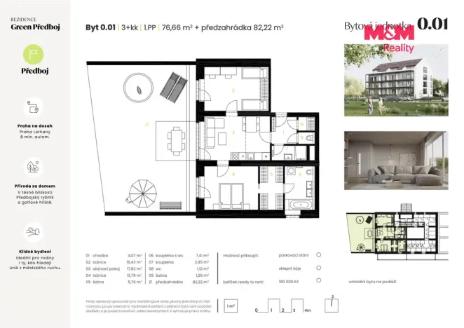 Prodej bytu 3+kk, Předboj, Ke Tvrzi, 77 m2