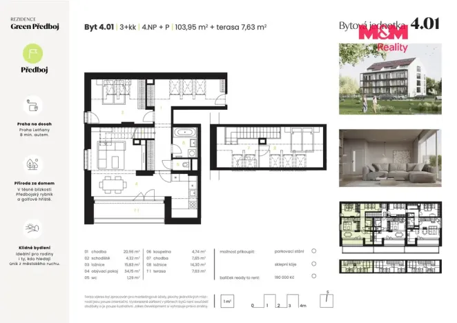 Prodej atypického bytu, Předboj, Ke Tvrzi, 104 m2