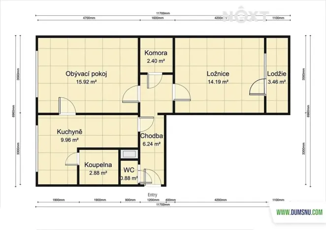 Pronájem bytu 2+1, Šumperk, Pod hájovnou, 56 m2