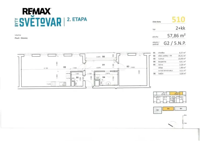 Pronájem bytu 2+kk, Plzeň, Sladová, 63 m2