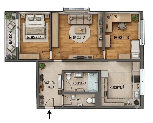 Prodej bytu 3+1, Ostrava, Volgogradská, 55 m2