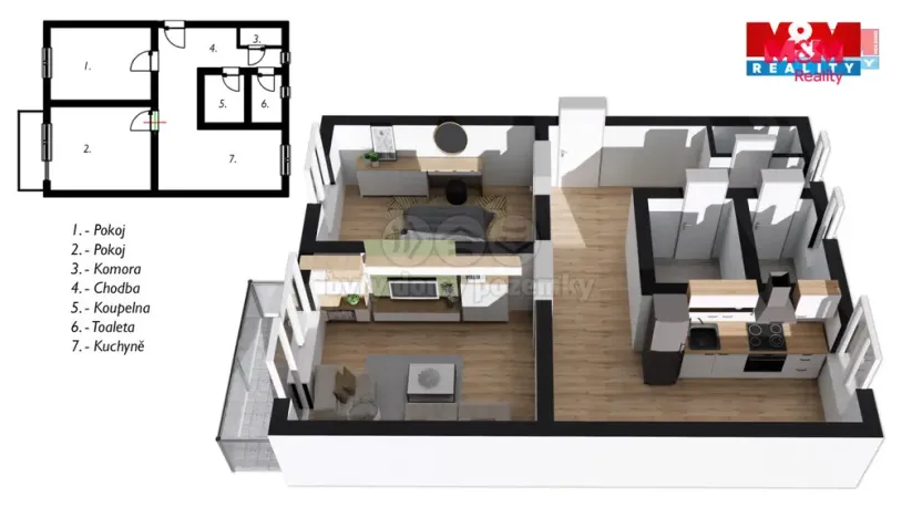 Pronájem bytu 2+1, Olomouc - Nová Ulice, Štítného, 59 m2
