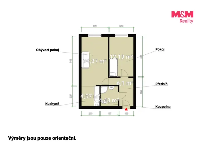 Prodej bytu 2+kk, Praha - Modřany, K dolům, 43 m2