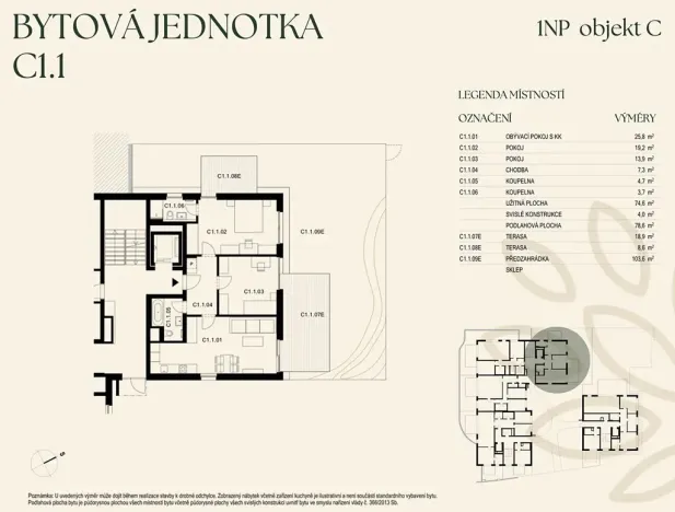Prodej bytu 3+kk, Praha - Smíchov, U starého židovského hřbitova, 78 m2