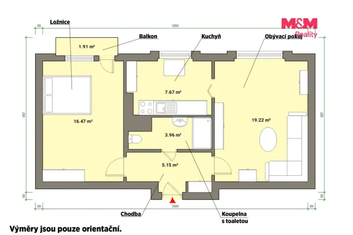 Prodej bytu 2+1, Kynšperk nad Ohří, náměstí SNP, 51 m2
