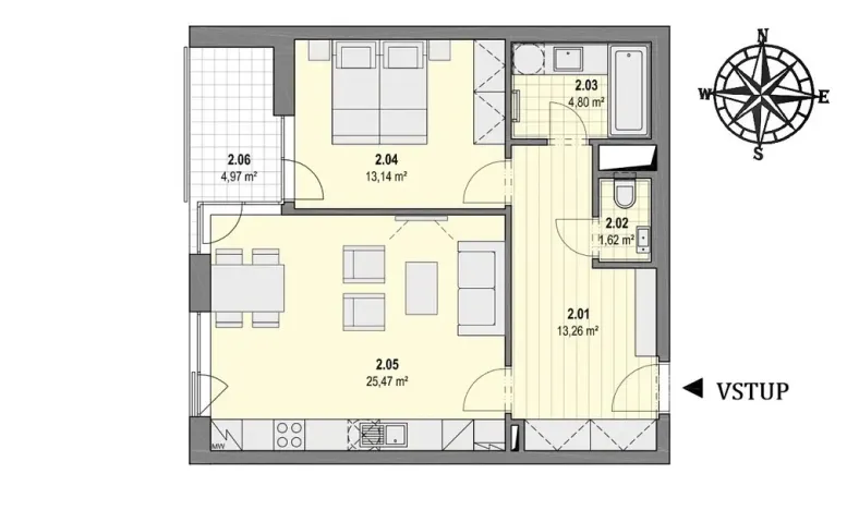 Pronájem bytu 2+kk, Ostrava - Moravská Ostrava, náměstí Biskupa Bruna, 58 m2