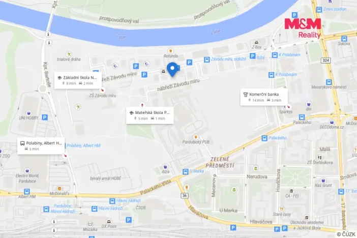Prodej bytu 2+1, Pardubice - Zelené Předměstí, nábřeží Závodu míru, 54 m2