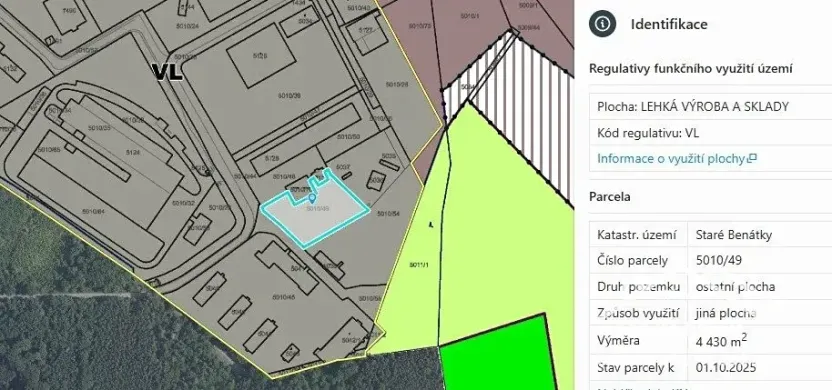 Prodej komerčního pozemku, Benátky nad Jizerou, Průmyslová, 4430 m2