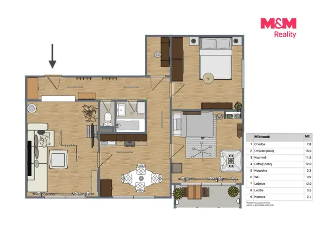 Pronájem bytu 3+1, Jirkov, Krušnohorská, 66 m2