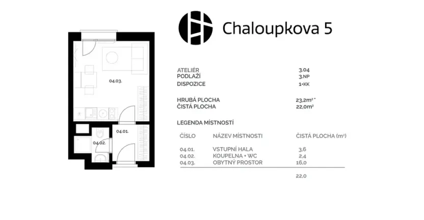 Pronájem bytu 1+kk, Brno, Chaloupkova, 23 m2