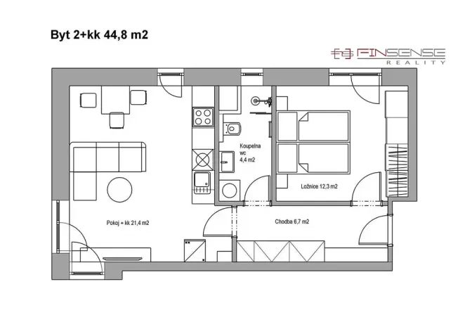 Pronájem bytu 2+kk, Kladno, Pavlisova, 45 m2