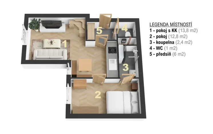 Prodej bytu 2+kk, Praha - Holešovice, U Uranie, 40 m2