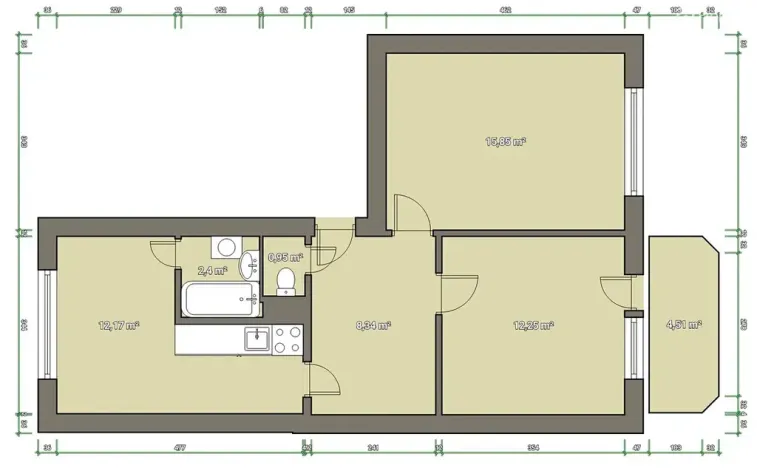 Prodej bytu 2+1, Brno, Voříškova, 52 m2