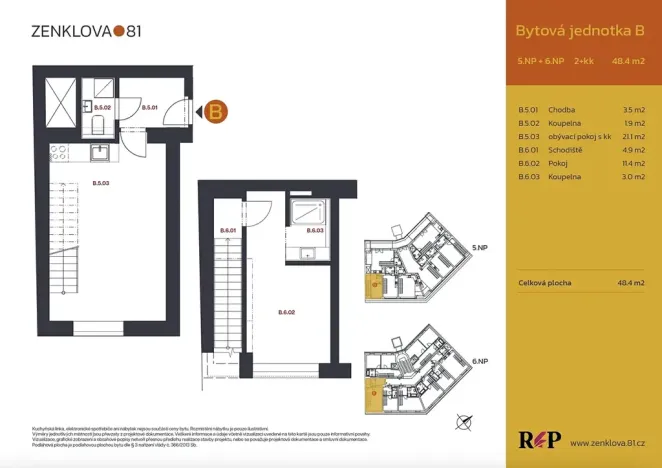 Prodej bytu 2+kk, Praha - Libeň, Zenklova, 48 m2