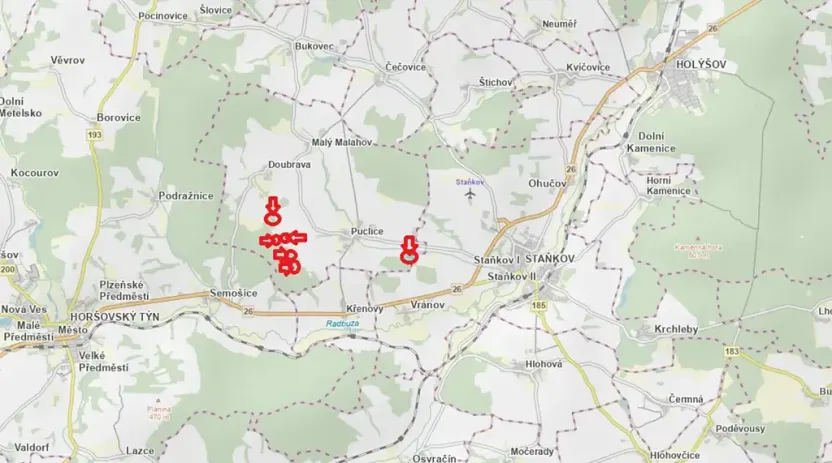 Prodej lesa, Puclice, 13840 m2