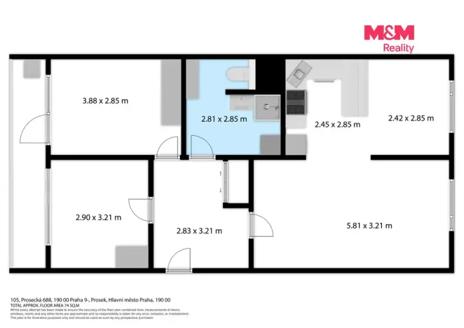 Prodej bytu 3+1, Praha - Prosek, Prosecká, 69 m2