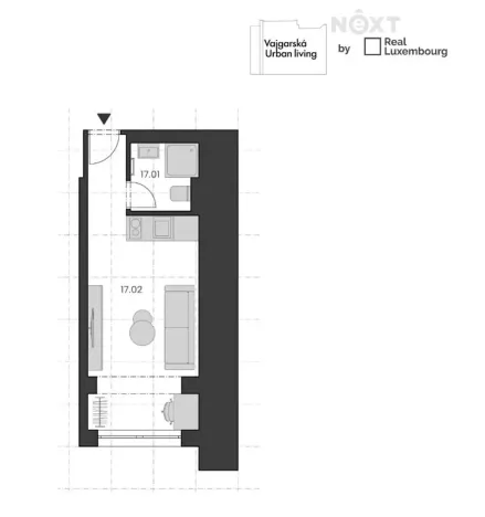 Prodej bytu 1+kk, Praha - Kyje, Vajgarská, 16 m2