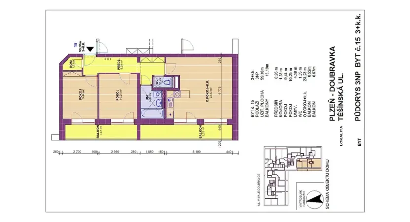 Pronájem bytu 3+kk, Plzeň, Těšínská, 75 m2