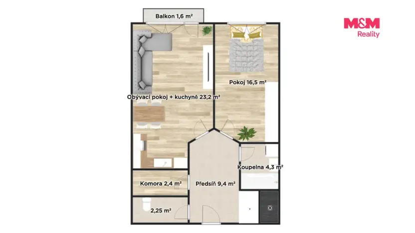 Pronájem bytu 2+kk, Praha - Chodov, Divišovská, 58 m2