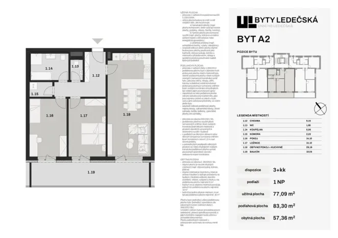 Prodej bytu 3+kk, Havlíčkův Brod, Ledečská, 77 m2