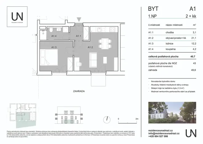 Pronájem bytu 2+kk, Třeboň, Za nádražím, 41 m2