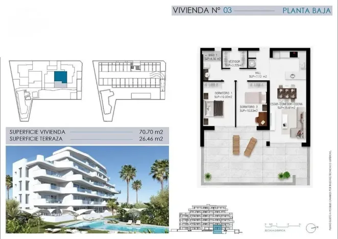 Prodej bytu 3+kk, Pilar de La Horadada, Alicante, Španělsko, 70 m2