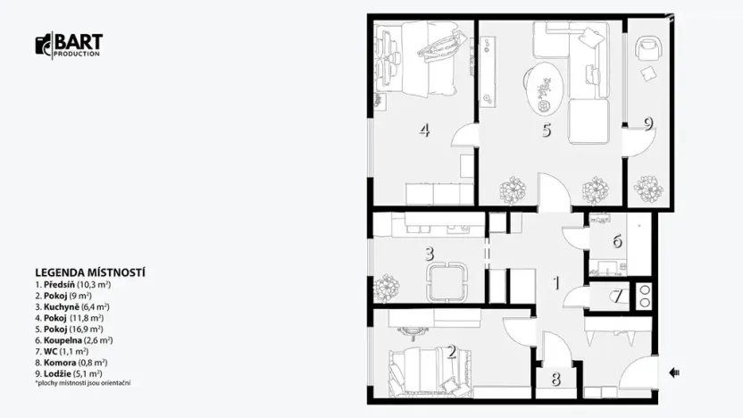 Prodej bytu 3+1, Brno, U pošty, 60 m2