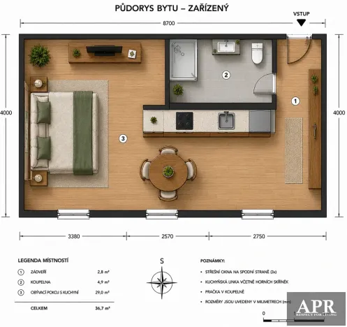 Pronájem bytu 2+kk, Uherský Brod, Kaunicova, 41 m2