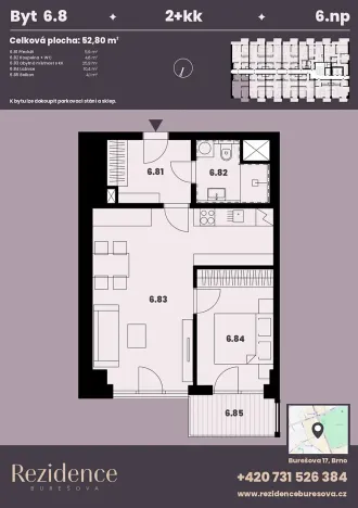 Prodej bytu 2+kk, Brno, Burešova, 49 m2