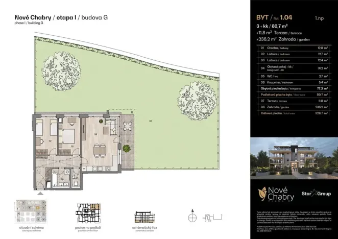 Prodej bytu 3+kk, Praha - Dolní Chabry, Libochovická, 80 m2