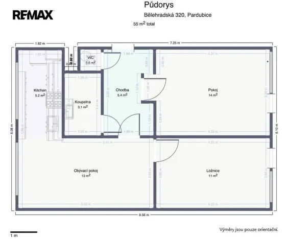 Prodej bytu 3+kk, Pardubice - Polabiny, Bělehradská, 55 m2