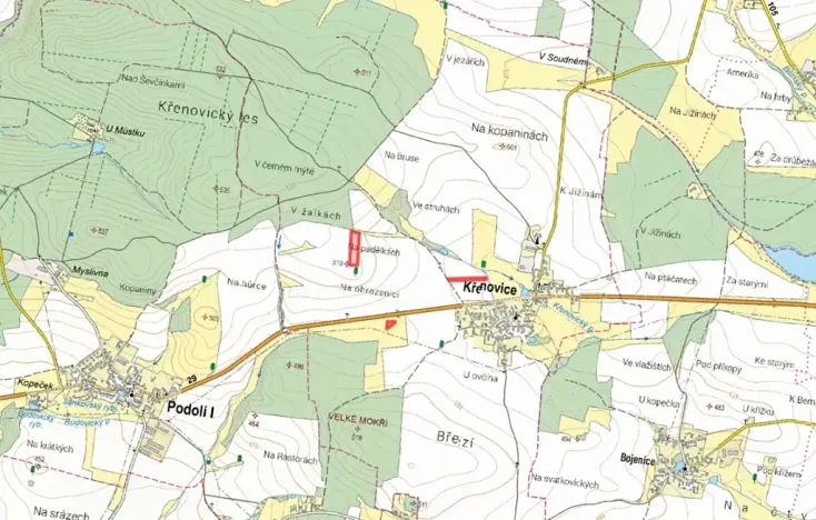 Prodej pole, Křenovice, 13645 m2