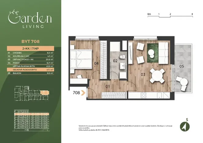Prodej bytu 2+kk, Praha, Ocelkova, 47 m2