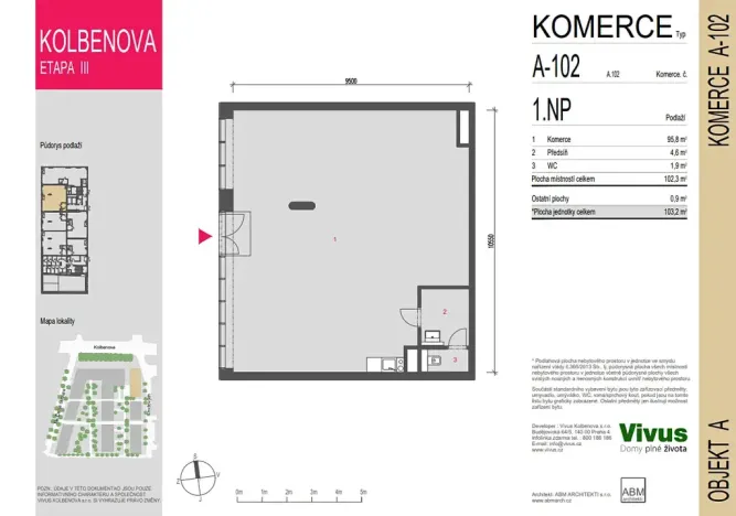 Prodej obchodního prostoru, Praha - Vysočany, Smržových, 103 m2