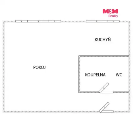Pronájem bytu 1+kk, Pardubice - Polabiny, Mladých, 30 m2