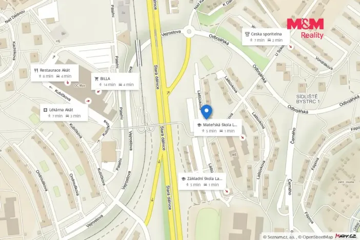 Pronájem bytu 1+1, Brno - Bystrc, Laštůvkova, 36 m2