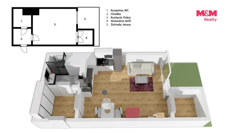 Pronájem bytu 1+kk, Praha - Vinohrady, Polská, 34 m2