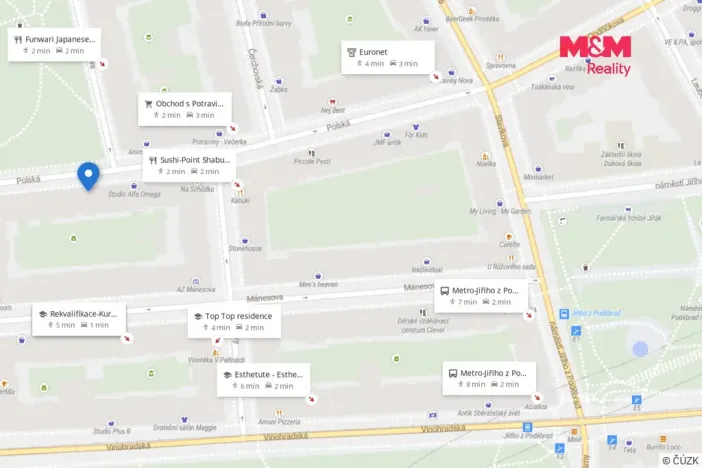 Pronájem bytu 1+kk, Praha - Vinohrady, Polská, 34 m2