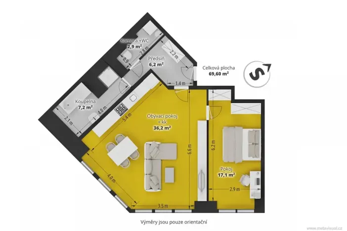 Prodej bytu 2+kk, Praha - Strašnice, Černokostelecká, 70 m2