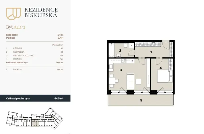 Prodej bytu 2+kk, Ostrava - Moravská Ostrava, Biskupská, 51 m2