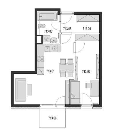 Pronájem bytu 2+kk, Praha - Háje, Jurkovičova, 50 m2