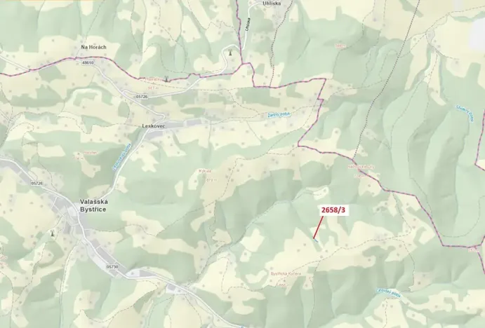 Dražba pozemku, Valašská Bystřice, 673 m2