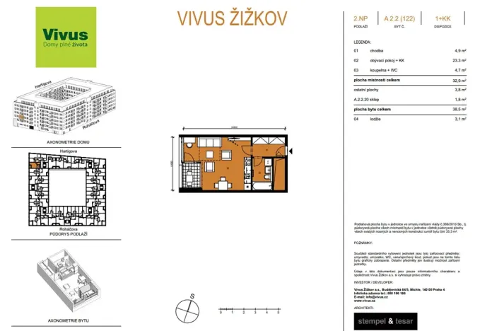 Prodej bytu 1+kk, Praha - Žižkov, Budovcova, 39 m2