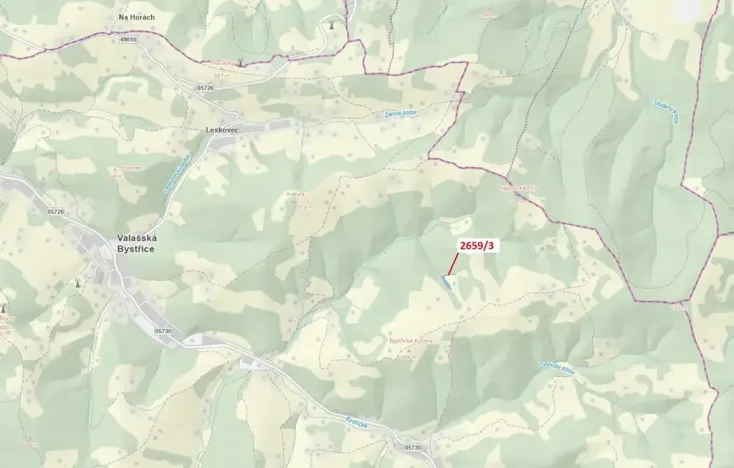 Dražba pozemku, Valašská Bystřice, 1928 m2